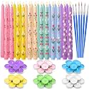MTLEE 78 Pcs DIY Candle Painting Kit Include 12 Taper Candles 60 Colored Tealight Candles 6 Paint Brushes for Crafts Birthday Wedding Party Favors (Macaron Color)
