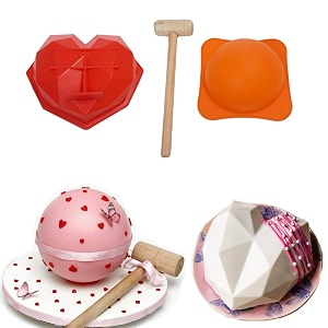 mtr pinata 3d diamond heart amp round shape chocolatecake mold with hammer pinata cake mould chocolate shaping tool flexible silicone mold heart amp sphere with hammer