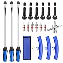 MTROYALDIA Tire Spoons, 26 PCS Tire Changing Kit for Motorcycle Dirt Bike Lawn Mower Tractor, Tire Removal Tool Set with Rim Protectors, Valve Tool, Valve Cores, Valve Caps, Valve Stems, Storage Bag