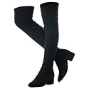 Mtzyoa Thigh High Block Heel Boot Women Pointed Toe Stretch Over The Knee Boots