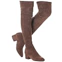 Mtzyoa Thigh High Block Heel Boot Women Pointed Toe Stretch Over The Knee Boots