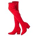 Mtzyoa Thigh High Block Heel Boot Women Pointed Toe Stretch Over The Knee Boots