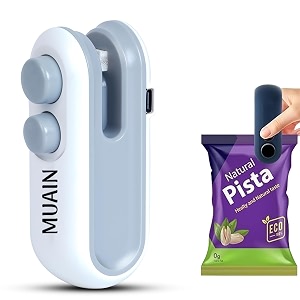 portable mini sealing machine handheld 2-in-1 heat sealer and cutter rechargeable battery food storage bag sealer for snacks chips fresh storage plastic bags - no preheating needed - white