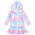 Mubineo Toddler Girl Long Sleeve Swimsuit Beach Dress Cute Cover Ups Ruffle Bathing Suit Cover Up Kimono Kids Swimwear