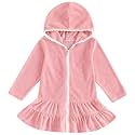 Mubineo Toddler Girl Long Sleeve Swimsuit Beach Dress Cute Cover Ups Ruffle Bathing Suit Cover Up Kimono Kids Swimwear
