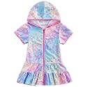Mubineo Toddler Girl Long Sleeve Swimsuit Beach Dress Cute Cover Ups Ruffle Bathing Suit Cover Up Kimono Kids Swimwear