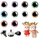 MUCUNNIA 200pcs 12mm 3D Glitter Safety Eyes with Washers for Amigurumi Doll