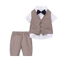 Mud Kingdom Boys Suit 4 Piece Dress Shirt Vest Shorts Set with Bow Tie 2-8 Years