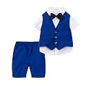 Mud Kingdom Boys Suit 4 Piece Dress Shirt Vest Shorts Set with Bow Tie 2-8 Years