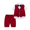 Mud Kingdom Boys Suit 4 Piece Dress Shirt Vest Shorts Set with Bow Tie 2-8 Years