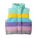Mud Kingdom Girls Boys Puffer Vest Rainbow Stripes Stand Collar Sleeveless Jacket 2-9 Outerwear Years