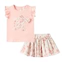 Mud Kingdom Girls Skirt Set 2 Piece Outfits Cute Cartoon Floral Summer Holiday