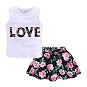Mud Kingdom Girls Skirt Set Sleeveless Cute Floral Summer Casual