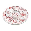 Mud Pie Toile Bowls, chip 2" x 12" dia | dip 2" x 4 1/2" dia, RED