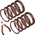 Mudder 10 Roll Bonsai Training Wire Aluminum 1/1.5/2/2.5/3mm Brown