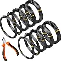 Mudder 10 Roll Bonsai Training Wire Aluminum 1/1.5/2/2.5/3mm Black