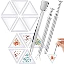 Mudder 20 Triangle Bead Sorting Trays 3 Scoops Tweezers,Grabber Jewelry