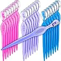 Mudder 21 Pcs Eyebrow Razor Face Trimmer Cover,Rose Red, Blue, Purple