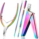 Mudder 4 Pcs Acrylic Nail Clippers Kit False Nails Tips Cutter,Rainbow