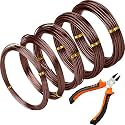 Mudder 5 Roll Bonsai Training Wire Aluminum 1/1.5/2/2.5/3mm Brown