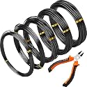 Mudder 5 Roll Bonsai Training Wire Aluminum 1/1.5/2.0/2.5/3mm Black
