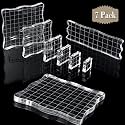 Mudder 7 Pcs Acrylic Stamp Blocks Set Clear with Grid Lines,Lace Edge