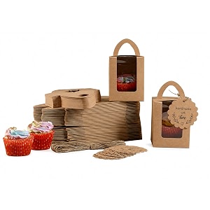 mudrit single cupcake boxes with window insert trays amp tags pack of 25