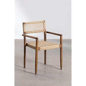 muebles solid wood dining chair  modern teak finish rope dining chairs  kitchen amp dining room 51d x 52w x 80h cm