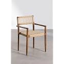 Muebles Solid Wood Dining Chair | Modern Teak Finish Rope Dining Chairs | Kitchen &amp; Dining Room, 51D x 52W x 80H cm