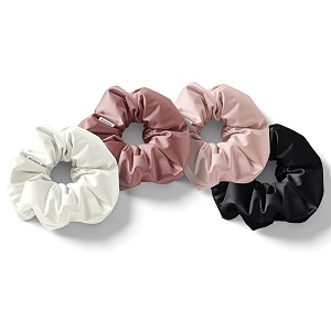 hair satin scrunchies pack of 4 multicolor silk scrunchies set for hairs perfect hair band ponytail and hair ties accessories for girls women and kids white rosegold dark pink and black