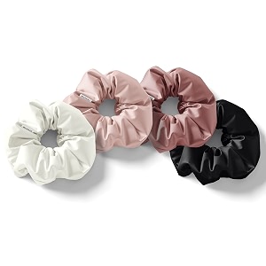 satin hair scrunchies ties bands for women and girls white light pink rose and black pack of 4