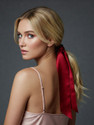 Mueras Satin Silk Hair Long Tail Ribbon Scrunchie for Women and Girls Rubber Band (Red)