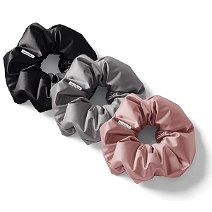 silk satin hair scrunchies ties pack of 3 for women and girls grey pink and black