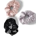 Silk Satin Hair Scrunchies Ties Pack for Women and Girls Multicolour (RoseGold, French Lavender and Black)