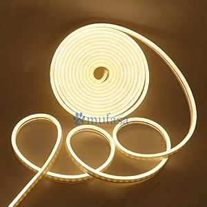 mufasa led strip lightsled neon light ropeoutdoor flexible light with dc 12v adapter164 ft5m 2835 600 leds silicone light - diy warm white5 meters