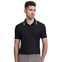 MUFTI Black Solid Polo T Shirt