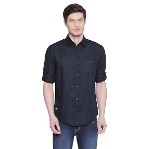 mufti casual solid full sleeved shirt