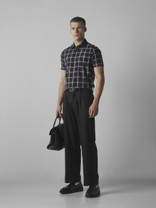MUFTI Men Checkered Casual Black White Light