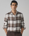 MUFTI Men Checkered Casual Brown Shirt