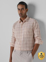 MUFTI Men Checkered Casual Pink Shirt