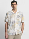 MUFTI Men Printed Casual Beige Shirt