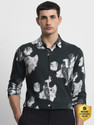 MUFTI Men Printed Casual Dark Green Shirt