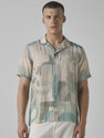 MUFTI Men Printed Casual Green Shirt