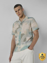 MUFTI Men Printed Casual Green Shirt
