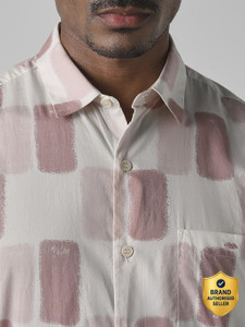 MUFTI Men Printed Casual Pink Shirt