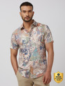 MUFTI Men Printed Casual Pink Shirt