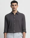 MUFTI Men Self Design Casual Grey Shirt