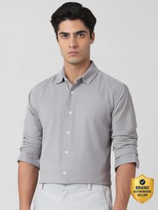 MUFTI Men Solid Formal Grey Shirt