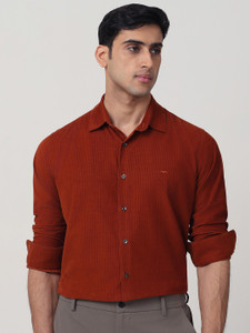 MUFTI Men Solid Formal Orange Shirt