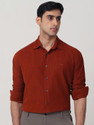 MUFTI Men Solid Formal Orange Shirt